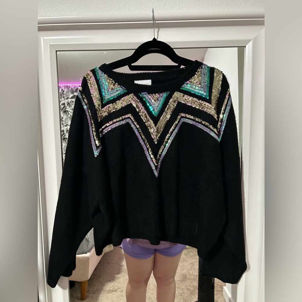 Topshop Cropped Sequin Sweater